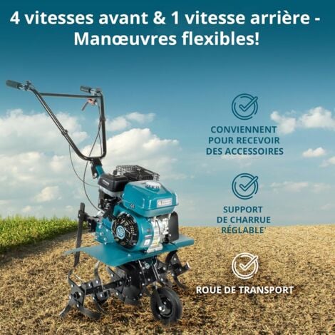 Motoculteur à Essence Könner & Söhnen KS 7HP-850A, entraînement Courroie/chaîne, Fraises forgées, soc réglable, Largeur de Travail ≤ 80 cm, Profondeur de labourage ≤ 31 cm, Moteur Thermique 7,0 CV.