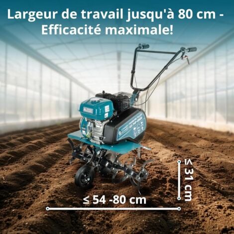 Motoculteur à Essence Könner & Söhnen KS 7HP-850A, entraînement Courroie/chaîne, Fraises forgées, soc réglable, Largeur de Travail ≤ 80 cm, Profondeur de labourage ≤ 31 cm, Moteur Thermique 7,0 CV.