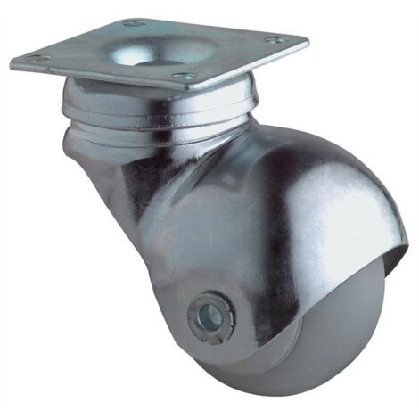 Kugellenkrolle D.40mm Trgf.30kg m.Platte Gum.grau