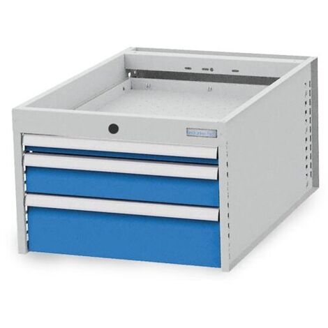 Schubladenschrank H358xB541xT736mm 3Schubl.lichtgrau/signalblau (1/3)
