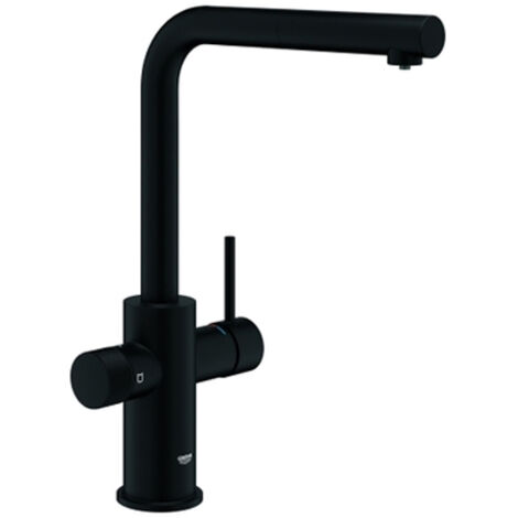 Spültischarmatur Minta – Einhebelmischer mit Filterfunktion und ausziehbarem Strahlregler – Phantom Black – 360° schwenkbar – GROHE SilkMove (1/3)