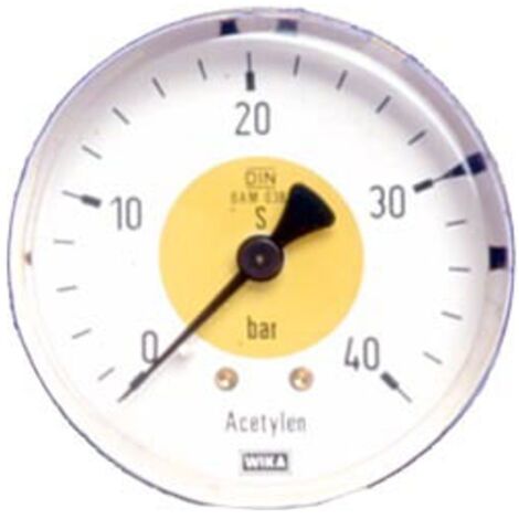 ELMAG Flaschendruckmanometer (Azetylen), für Druckregler zu Stahlflasche, 1 Stk. Packung - SB Ø 63mm