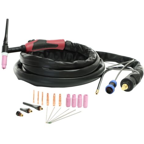 ELMAG WIG-Schlauchpaket SRC 26/8m - HF U/D (3DT) gasgekühlt, SteckerØ 13mm 35/50mm² inkl. UP/DOWN Leistungsregelung am Handgriff, Gasschlauch mit Quic