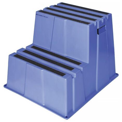 Schwerlasttritt Stufen einschl. Plattform 2 Plattformhöhe 500 mm Kunststoff blau (1/3)