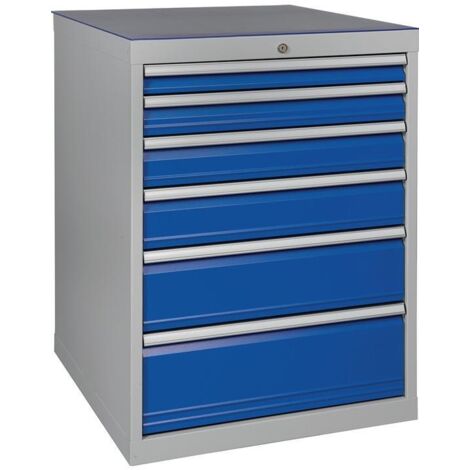 Schubladenschrank H1019xB705xT736mm lichtgrau/signalblau 6 Schubl.BEDRUNKA+HIRTH (1/4)