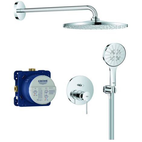 Grohe Essence Unterputz-Duschsystem, Chrom mit UP-Einhandmischer 2-Wege-Umstellung, Rapido SmartBox, Rainshower Mono 310