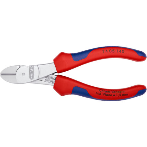 KNIPEX 74 05 140 Kraft-Seitenschneider mit Mehrkomponenten-Hüllen verchromt 140 mm