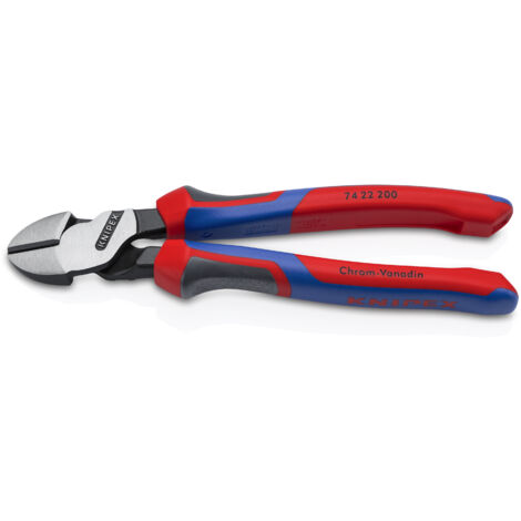 KNIPEX 74 22 200 Kraft-Seitenschneider mit Comfort-Griffen schwarz atramentiert 200 mm