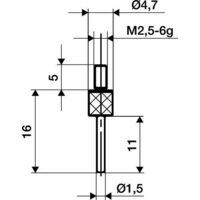 Messeins.D.1,5mm L.50mm Stift M2,5 STA z.Messuhren