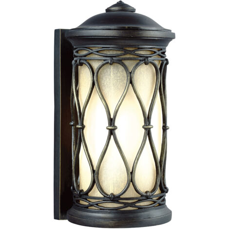 Wellfleet Außenwandleuchte, gealterte Bronze, Braunglas