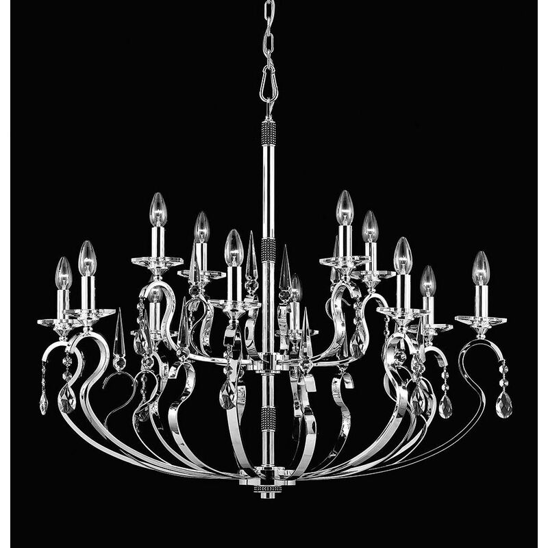 Chandelier without shades Rhinestone Black, bronze 18 bulbs 94cm