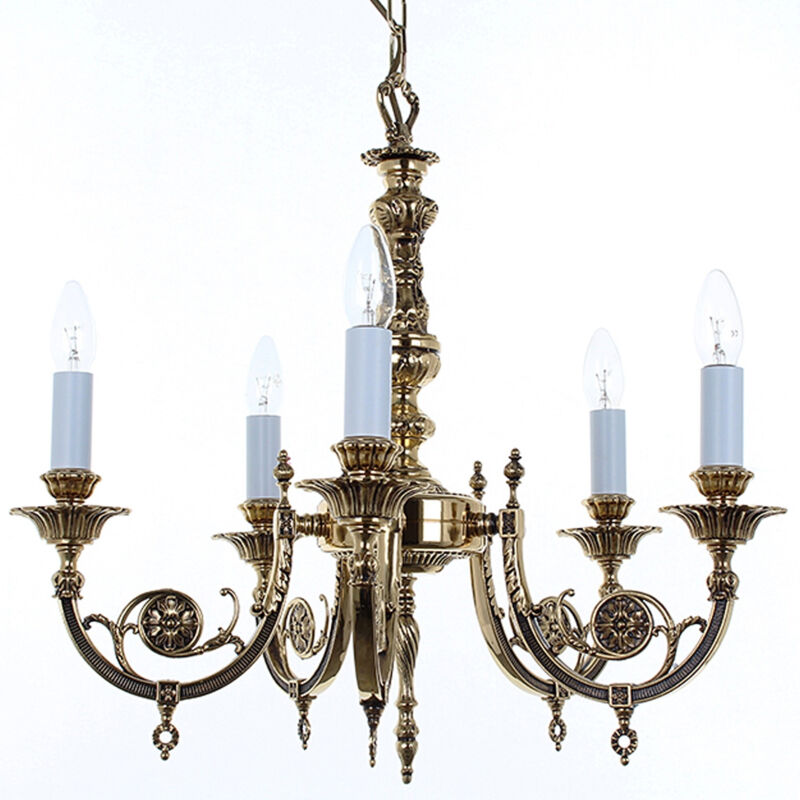 Chandelier without shades Chelsea Polished brass 5 bulbs 56cm