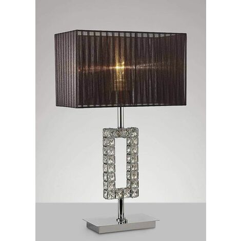 Florence Rectangle Table Lamp with Black Lampshade 1 Polished Chrome / Crystal Bulb