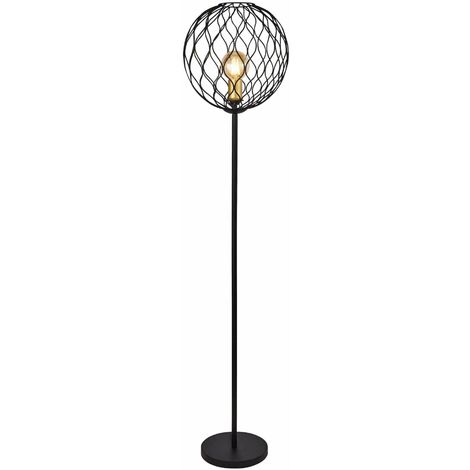 1-light finesse floor lamp with wavy bar - black with gold sockets