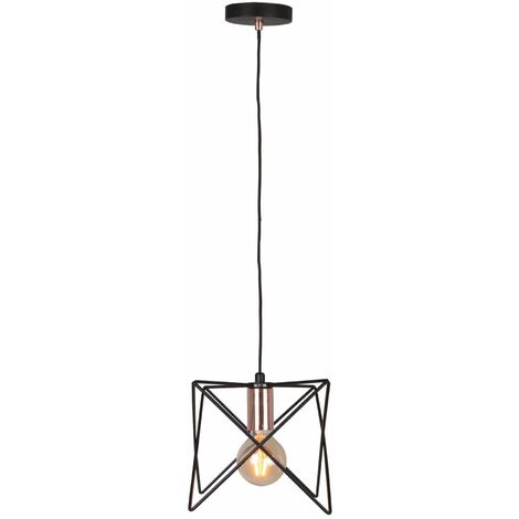 Anthea pendant light 1 bulb black frame with copper details