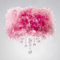 Ibis ceiling lamp with pink feather shade 3 polished chrome / crystal bulbs