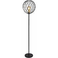 1-light finesse floor lamp with wavy bar - black with gold sockets