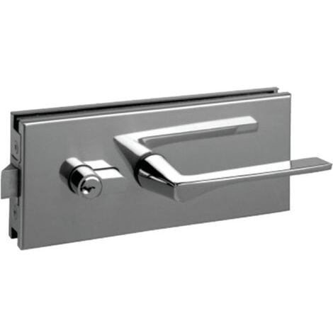 Serratura per porta in vetro METALUX con maniglia quadrata e placca rettangolare 77x185 mm - NM90451000