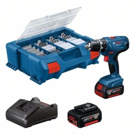Trapano avvitatore BOSCH GSR18V-21 18V + 2 batterie 4Ah + caricabatterie + valigetta L-Case - 06019H100C