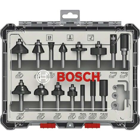 Confezione da 15 frese miste a codolo da 8 mm BOSCH - 2607017472