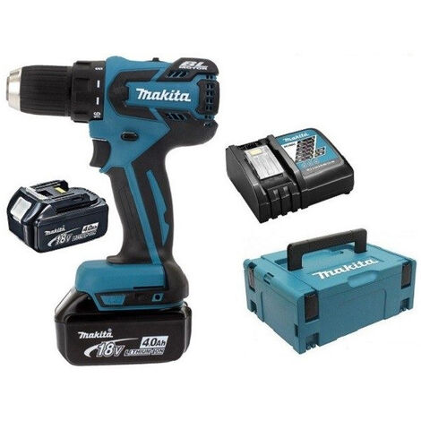 18 V Li-Ion 4 Ah Ø 13 mm Trapano avvitatore MAKITA - 2 batterie, caricabatterie, valigetta - DDF459RMJ