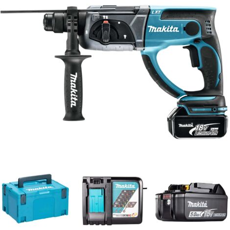 Trapano a percussione SDS-Plus 18 V Li-Ion 5 Ah 20 mm MAKITA - 2 batterie, caricabatterie, valigetta - DHR202RTJ