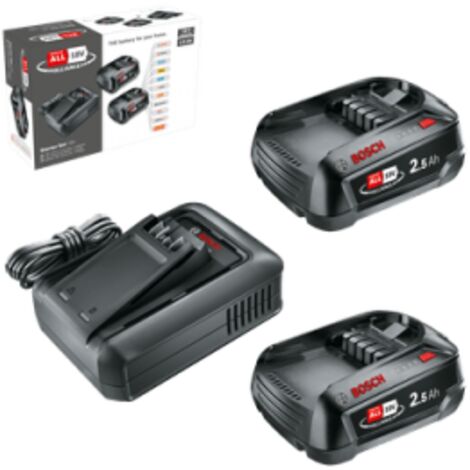 Set Starter Trapano Avvitatore Bosch Hobby 1600A031T5 18 V con Batterie e Caricabatterie 2,5 Ah