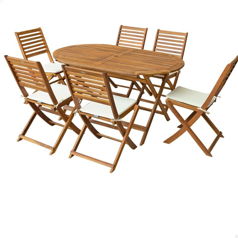 Set muebles de terraza mesa y sillas madera acacia Aktive