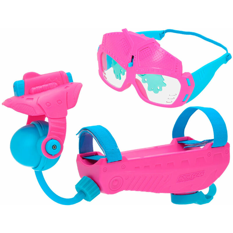 Lanzador de agua y gafas aqua gear color rosa y azul