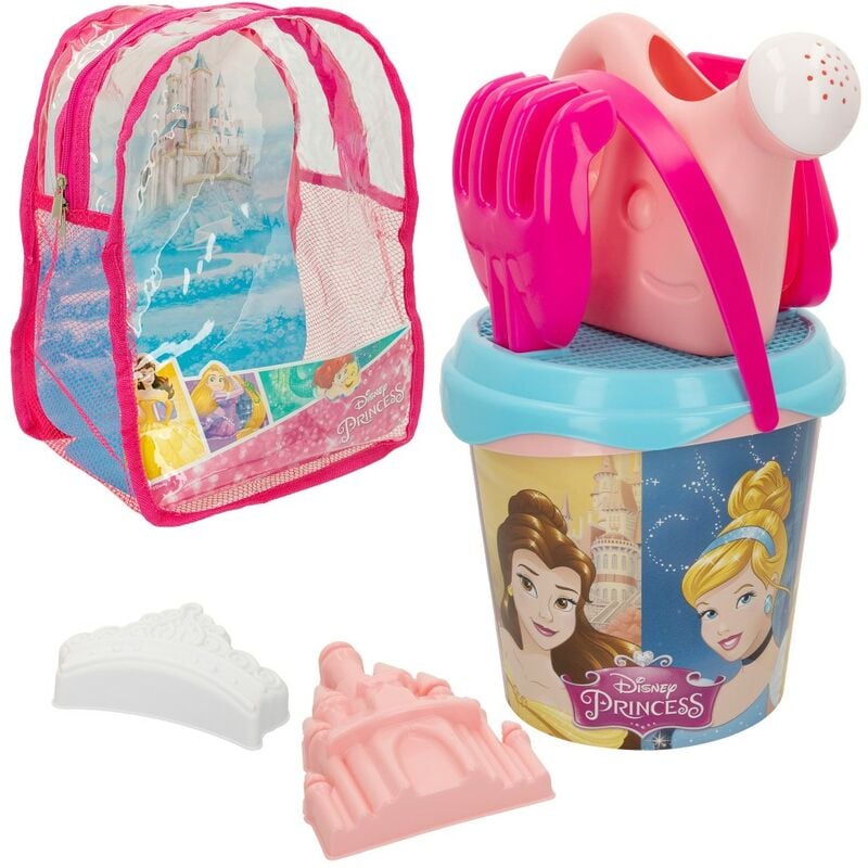 Princess Set cubo de playa c/accesorios y mochila transporte