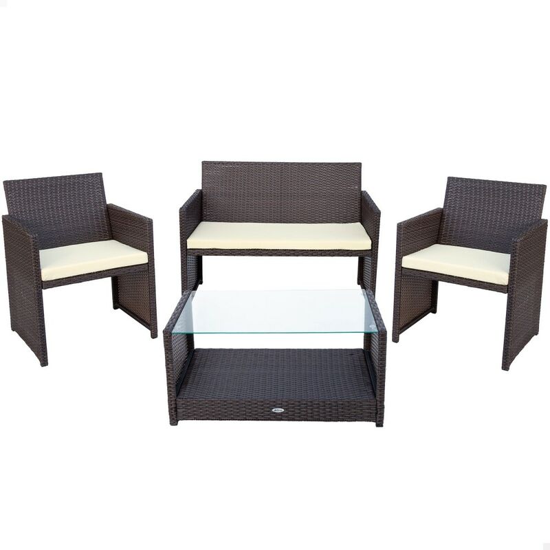 Conjunto muebles terraza ratán 3 sillones y 1 mesa Aktive