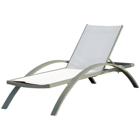 Bain de soleil empilable BARCELONA en textilène gris et kaki DCB Garden (1/5)