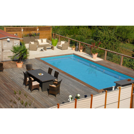 GRE – Piscine bois rectangulaire 6,20 x 4,20 m – Hauteur 1,33 m – Traitement autoclave IV – Volume 24,1 m³ – Filtration à sable incluse (1/5)