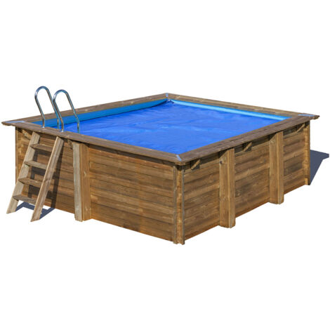 Bâche à bulles pour piscine bois carrée City 2,25 x 2,25 m - Gré (1/6)