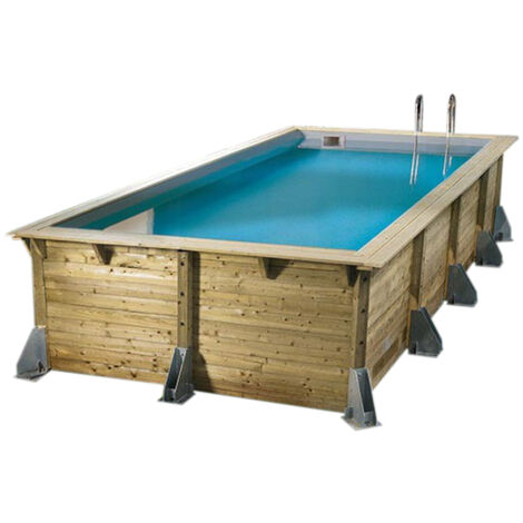 Ubbink – Piscine hors sol bois rectangulaire 555 x 300 x 140 cm – Traitement autoclave classe IV – Kit filtration sable 6 m³/h – Échelle amovible 4 marches (1/10)
