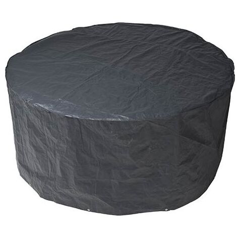 Housse salon de jardin ronde 205 cm – Protection en polyéthylène traité anti U.V – Fixation avec œillets et cordelette nylon – Hauteur 90 cm – Nature (1/5)