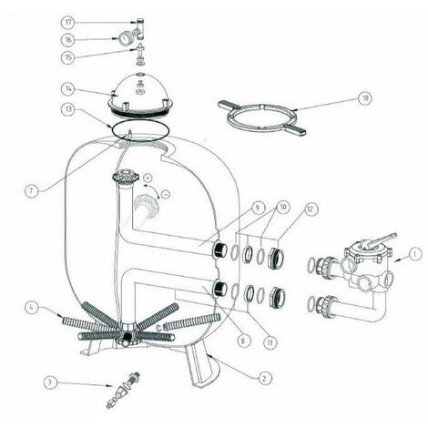 Pentair – Diffuseur inférieur pour filtre à sable Triton TR100 – Débit max 10m³/h – Diamètre raccordement 50mm – Pour filtration efficace