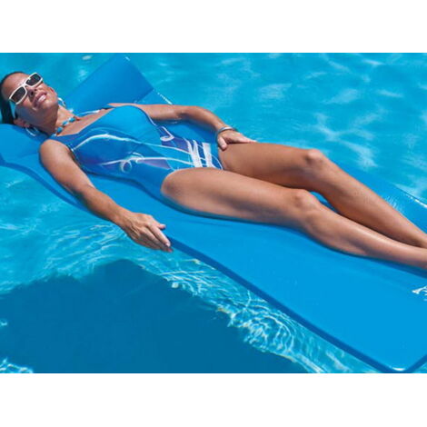 Matelas gonflable de piscine increvable bleu 178 x 63 cm – Épaisseur 3,2 cm – Confort optimal avec repose-tête intégré – Raviday (1/3)