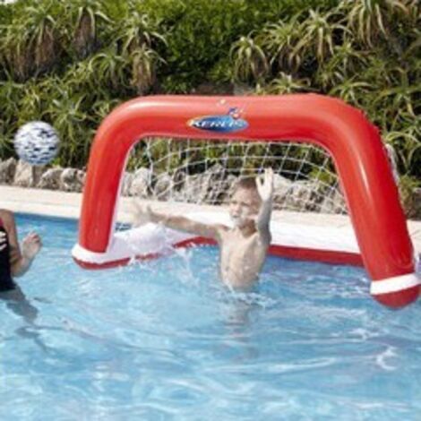 Cage de water-polo flottante – Dimensions L 145 x l 75 x H 90 cm – Structure gonflable avec filet – Pour jeux aquatiques en piscine – Kerlis
