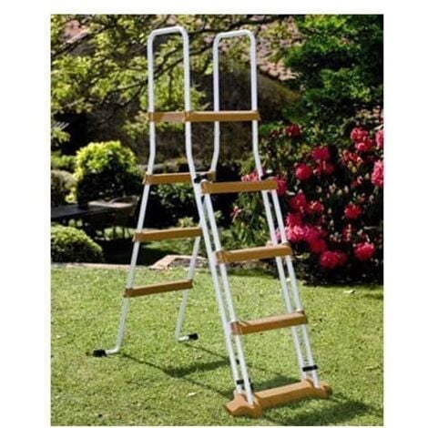Kit piscine hors sol acier ovale MAURITIUS aspect bois avec renforts apparents - Dimensions piscine: 5,27 x 3,27 x 1,32 m
