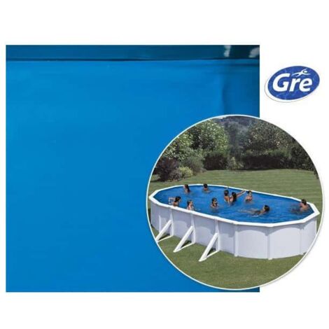 GRE – Liner piscine ovale 8,00m x 4,70m x 1,32m – Épaisseur 40/100 – PVC souple bleu uni – Installation facile avec rail d'accroche