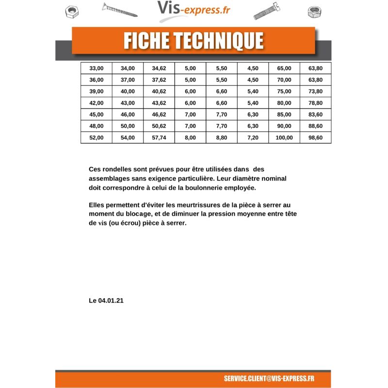 Rondelle fraisee cuvette aluminium M8 (34 x 8 mm) en Promotion –