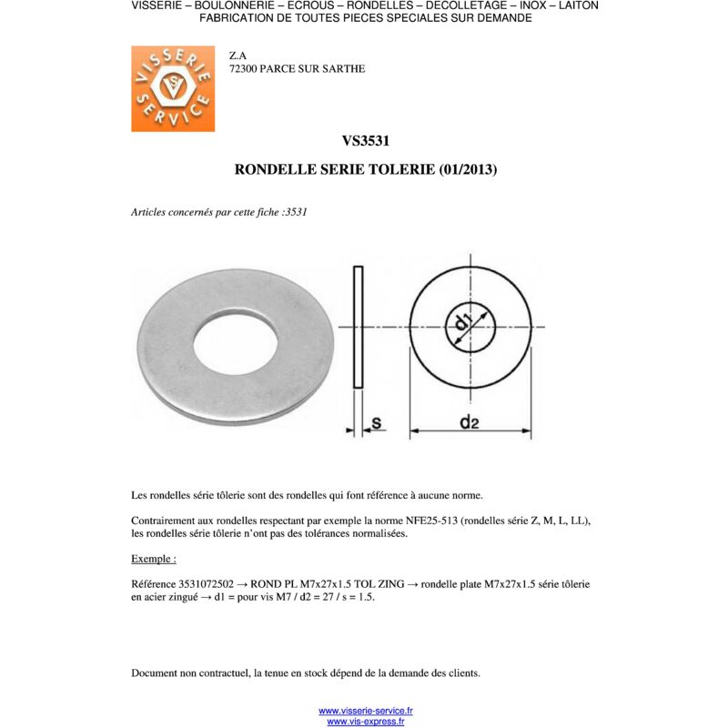 Rondelle Plate M12X27X2.5 M Acier zingué - Vis-expresss