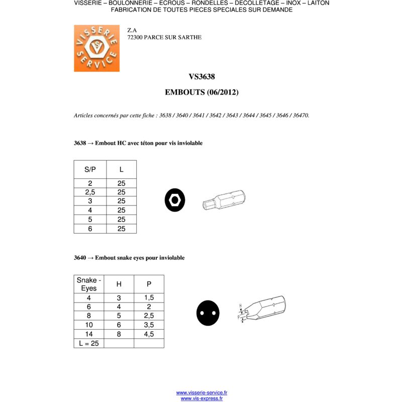 Embout Inviolable Vis HC+TETON M6 Clé de 4 HC4