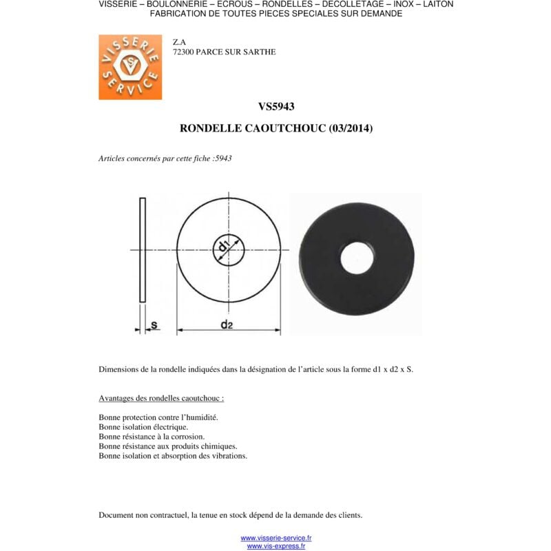 Rondelle Plate M5X12X1 M Inox A2 - Vis-expresss