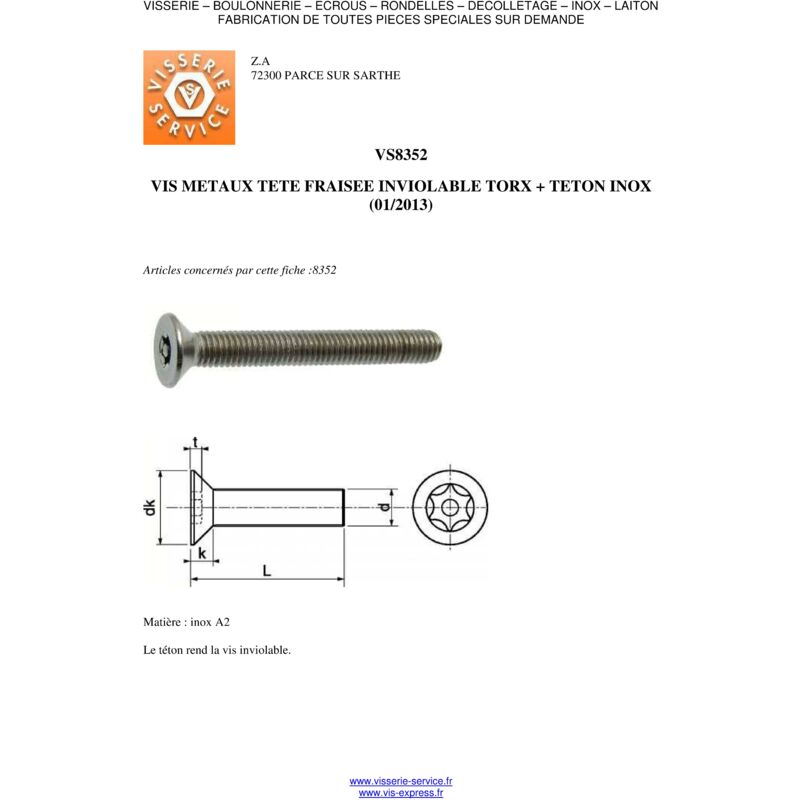 Achat Embout pour Vis Inviolable Torx + Téton