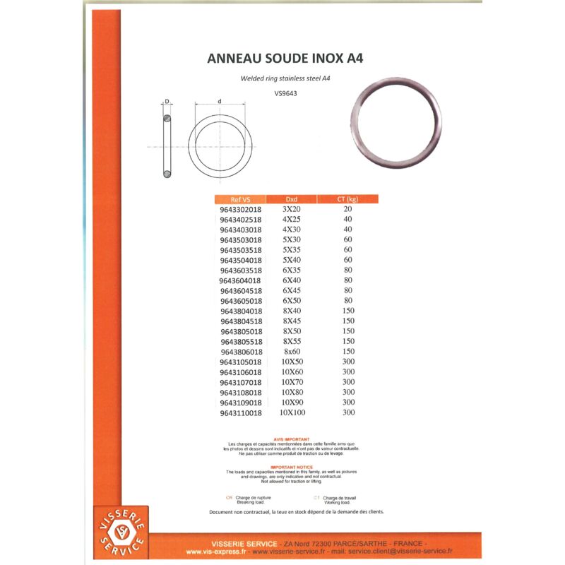 Anneau triangle soudé pour sangle en inox 304 fil diamètre 6 et 8 mm