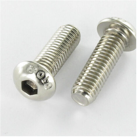Lot De 16 Vis Inox A2 M4 X 20 Mm - Tête Bombée Hexagonale Creuse Avec Embase - Neuf