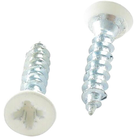 VBA Vis bois agglo Tête fraisée TF Pozi N°2 4X30 Filetage total Acier zingué Laqué blanc RAL9016 blanc-4000 pièces