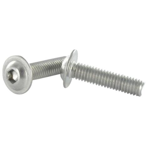 Vis métaux BHC (Tête Bombée Hexagonal creux) Embase collerette M10X25 Clé de 6 HC6 Inox A2-10 pièces